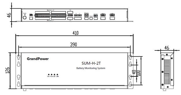 SUM-H-2T Telecom battery monitoring system Dimensions